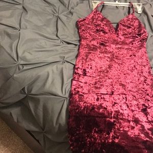 Burgundy velvet midi dress